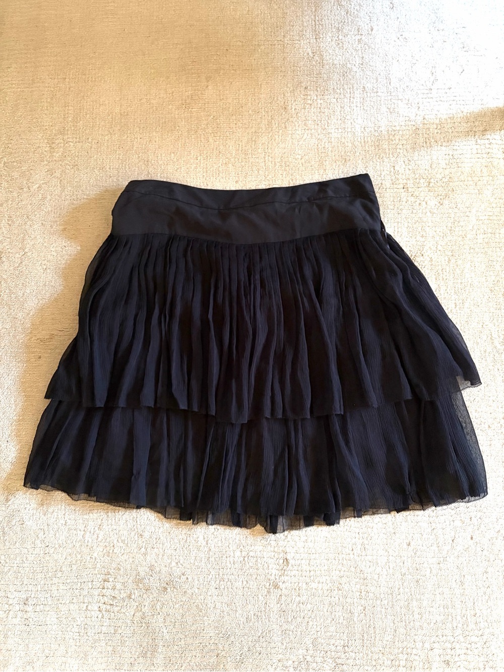 Black Tiered To-the-knee Chiffon Skirt - DKNY